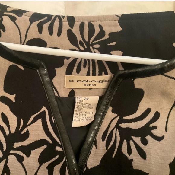Ecologies Stunning Lined Jacket Faux Leather Trim W/pockets Tan Black EUC - 3X - Picture 1 of 9